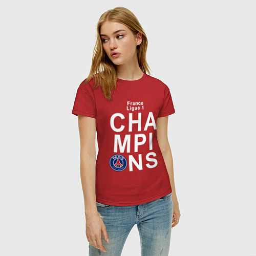 Женская футболка PSG CHAMPIONS / Красный – фото 3