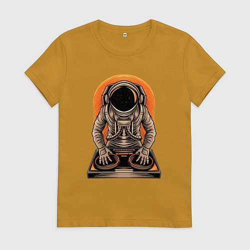 Женская футболка Космонавт диджей - cosmo DJ / Горчичный – фото 1