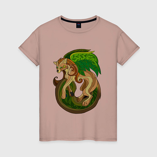 Женская футболка Древесная крылатая лиса / Пыльно-розовый – фото 1