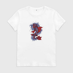 Футболка хлопковая женская Карпы кои, цвет: белый