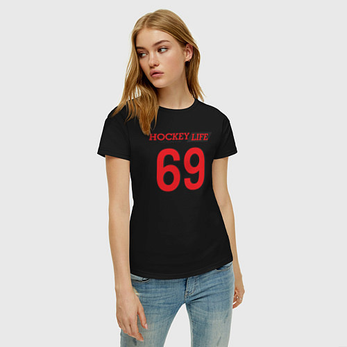 Женская футболка Hockey life Number series / Черный – фото 3