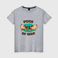 Футболка хлопковая женская Pugs of War - Мопсы войны, цвет: меланж