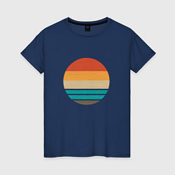 Футболка хлопковая женская Retro Sunset Ретро закат, цвет: тёмно-синий