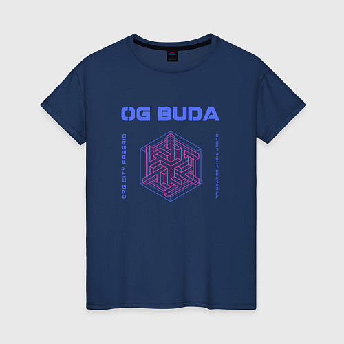 Женская футболка OG BUDA ОПГ СИТИ FREERIO SEXY DRILL / Тёмно-синий – фото 1