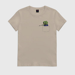 Футболка хлопковая женская Pepe sniper, цвет: миндальный