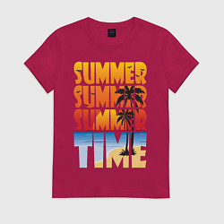 Футболка хлопковая женская SUMMER TIME, цвет: маджента