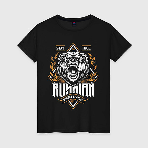 Женская футболка Русский медведь / Черный – фото 1