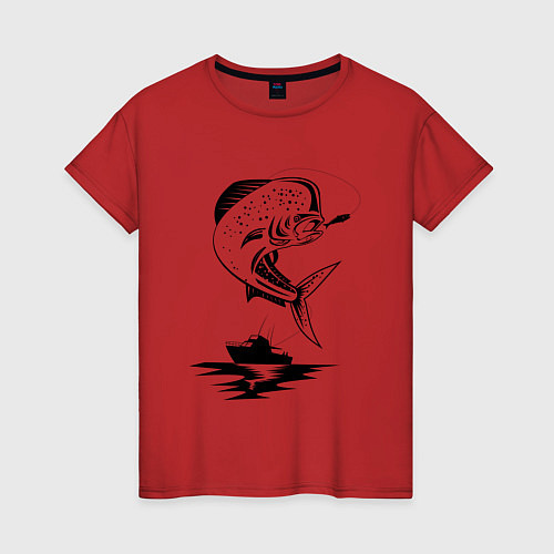 Женская футболка Рыбалка / Красный – фото 1