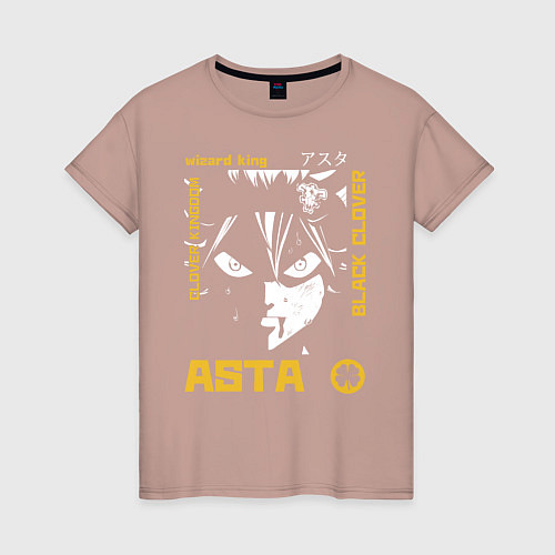 Женская футболка Аста Король Чёрный клевер / Пыльно-розовый – фото 1