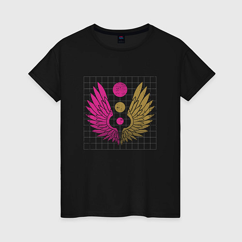 Женская футболка Геометрия - потёртые крылья / Черный – фото 1