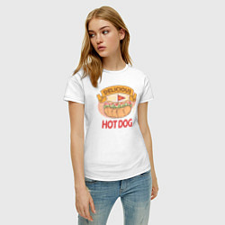 Футболка хлопковая женская Delicious Hot Dog, цвет: белый — фото 2