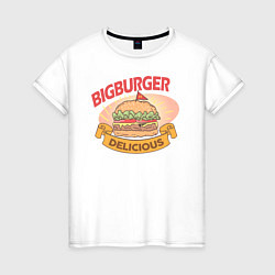 Футболка хлопковая женская Delicious Burger, цвет: белый