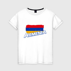 Футболка хлопковая женская Armenia Flag, цвет: белый