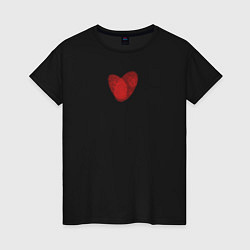 Футболка хлопковая женская Отпечатки в виде сердца, цвет: черный