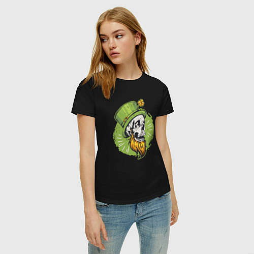 Женская футболка Череп в стиле Святого Патрика / Черный – фото 3