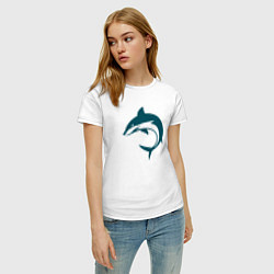 Футболка хлопковая женская Акула, цвет: белый — фото 2