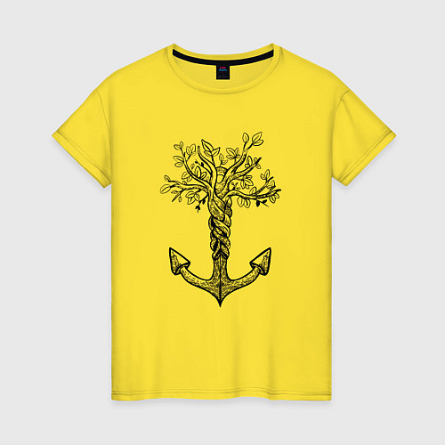 Женская футболка Славянский якорь в виде дерева / Желтый – фото 1