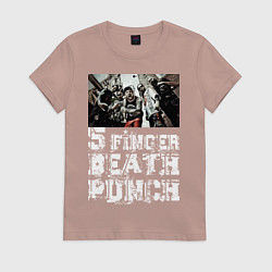 Футболка хлопковая женская Five Finger Death Punch, цвет: пыльно-розовый