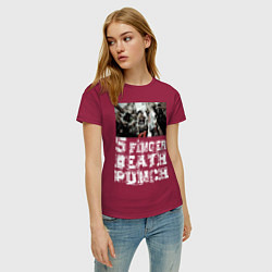 Футболка хлопковая женская Five Finger Death Punch, цвет: маджента — фото 2
