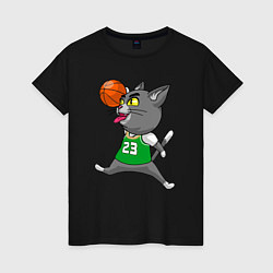 Футболка хлопковая женская Jordan Cat, цвет: черный