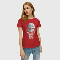Футболка хлопковая женская Planet basketball, цвет: красный — фото 2