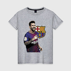 Футболка хлопковая женская Lionel Messi Barcelona Argentina, цвет: меланж