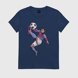 Футболка хлопковая женская Messi Barcelona Argentina, цвет: тёмно-синий
