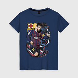 Футболка хлопковая женская Messi Barcelona Argentina Striker, цвет: тёмно-синий
