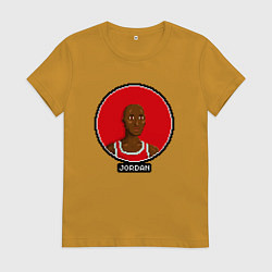 Футболка хлопковая женская Retro Jordan, цвет: горчичный