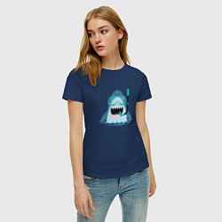 Футболка хлопковая женская Акула дайвер, цвет: тёмно-синий — фото 2