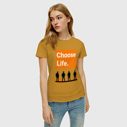 Футболка хлопковая женская Choose Life, цвет: горчичный — фото 2