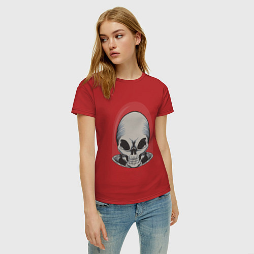 Женская футболка Череп инопланетянина / Красный – фото 3