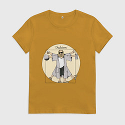 Футболка хлопковая женская DUDEISM Большой Лебовский, цвет: горчичный
