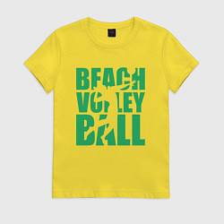 Футболка хлопковая женская Beach Volleyball, цвет: желтый