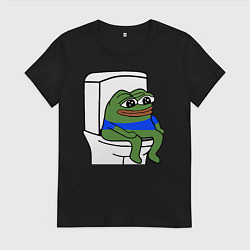 Футболка хлопковая женская Лягушонок пепе, цвет: черный