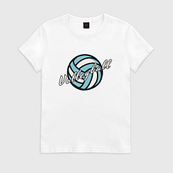 Футболка хлопковая женская Sport - Volleyball, цвет: белый