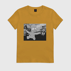 Футболка хлопковая женская Simpsons x Nirvana, цвет: горчичный