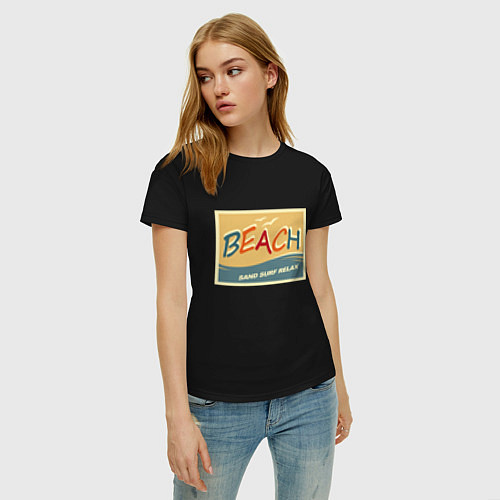 Женская футболка Пляж / Черный – фото 3