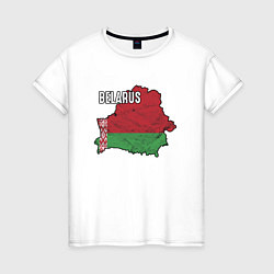Футболка хлопковая женская Belarus Map, цвет: белый