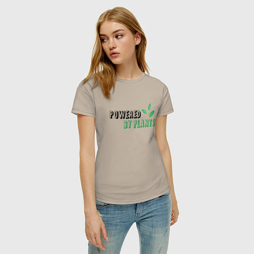 Женская футболка Powered By Plants / Миндальный – фото 3