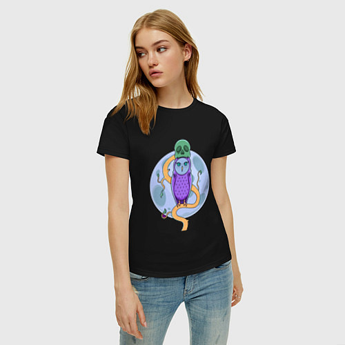 Женская футболка Colorful Owl / Черный – фото 3