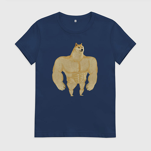 Женская футболка Мем собака качок DOGE / Тёмно-синий – фото 1