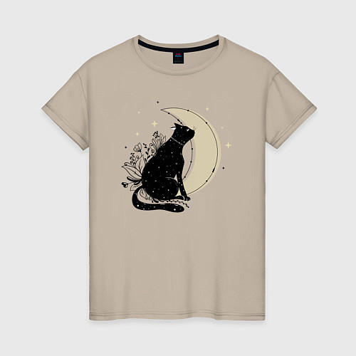 Женская футболка Звездная кошка и Полумесяц / Миндальный – фото 1