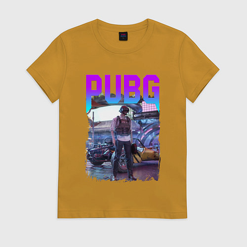 Женская футболка PUBG NEON ПУБГ НЕОН Z / Горчичный – фото 1