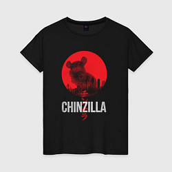 Футболка хлопковая женская Chinzilla white, цвет: черный