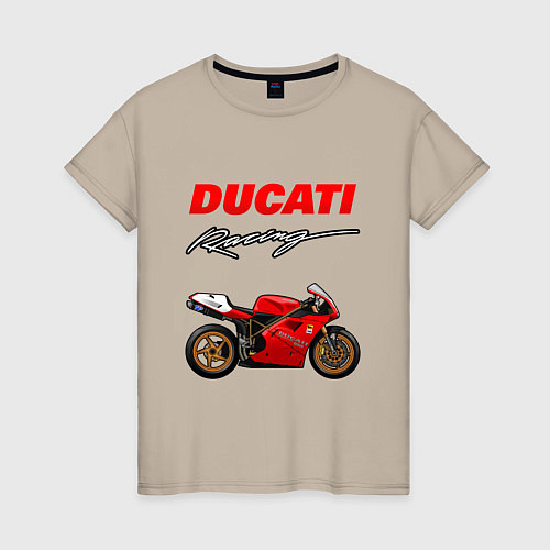 Женская футболка DUCATI ДУКАТИ MOTOSPORT / Миндальный – фото 1