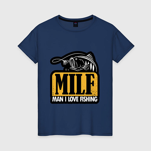 Женская футболка MILF / Тёмно-синий – фото 1