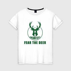 Футболка хлопковая женская Fear The Deer, цвет: белый