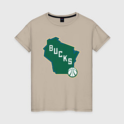 Футболка хлопковая женская Bucks Map, цвет: миндальный