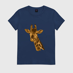 Футболка хлопковая женская Жираф Жора, цвет: тёмно-синий